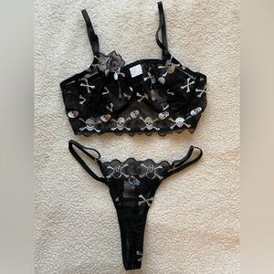 Never worn skull print goth lingerie set